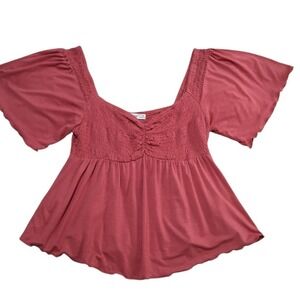 Aster Babydoll Smocked Casual Womens size Small Cinched Coquette Boho Dainty Top
